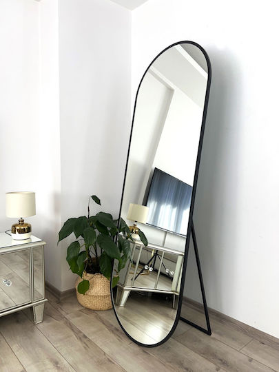 SteweHome Oglindă Ovală cu Cadru Metalic Negru 180x60cm