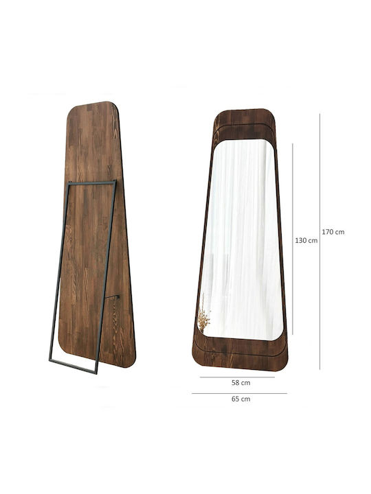 SteweHome Oglindă De Podea Asimetrică Cu Cadru Din Lemn Bej 170x65cm