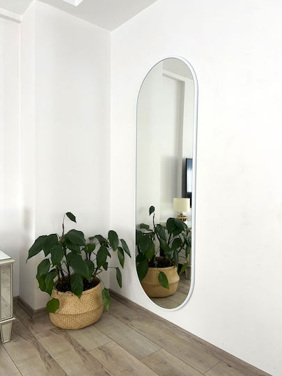 SteweHome Oval Floor Mirror with White Metal Frame 180x60cm