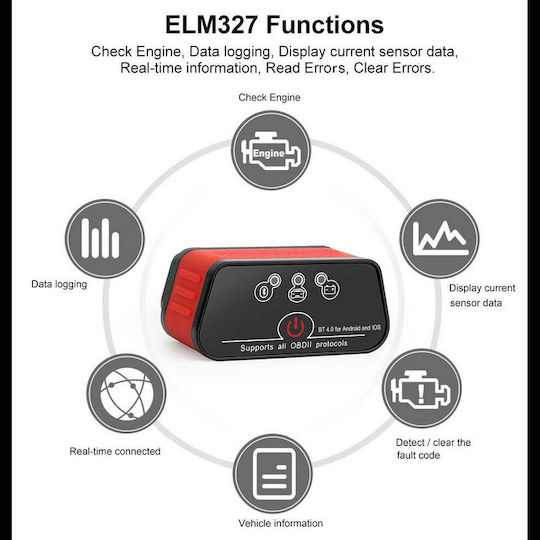 Konnwei Διαγνωστικό Αυτοκινήτου ELM 327 OBD 2 με Bluetooth Συμβατό με Android