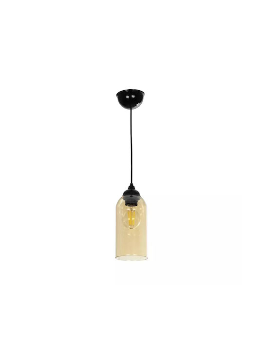 GloboStar Tube Pendant Light Honey with Crystals for Socket E27 10x10x24cm