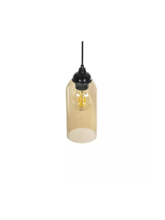 GloboStar Tube Pendant Light Honey with Crystals for Socket E27 10x10x24cm
