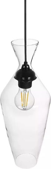 GloboStar Pendant Light Transparent with Crystals for Socket E27 15x15x40cm