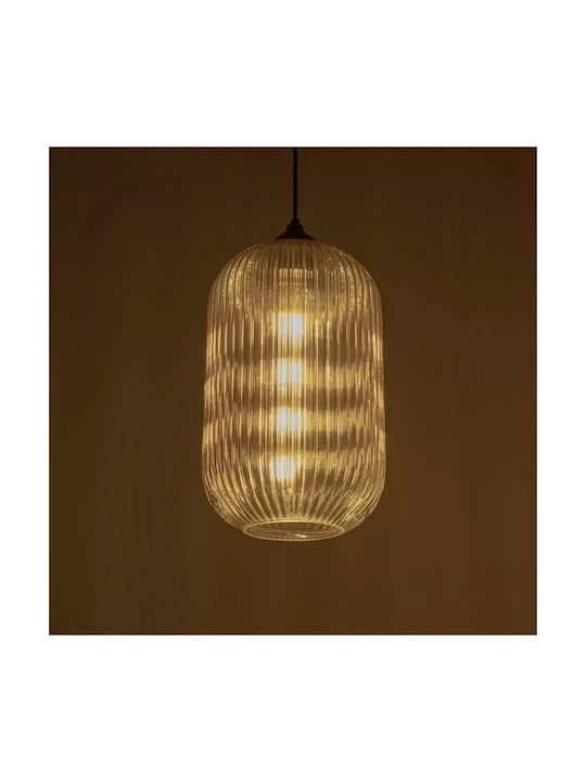 GloboStar Meloni Pendant Light Honey with Crystals for Socket E27 20x20x38cm