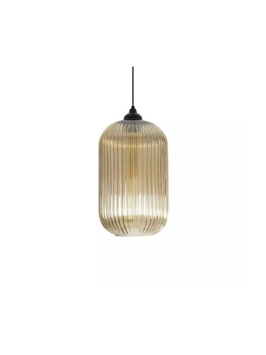 GloboStar Meloni Pendant Light Honey with Crystals for Socket E27 20x20x38cm
