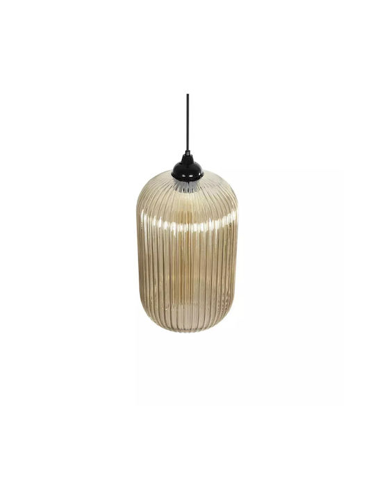 GloboStar Meloni Pendant Light Honey with Crystals for Socket E27 20x20x38cm