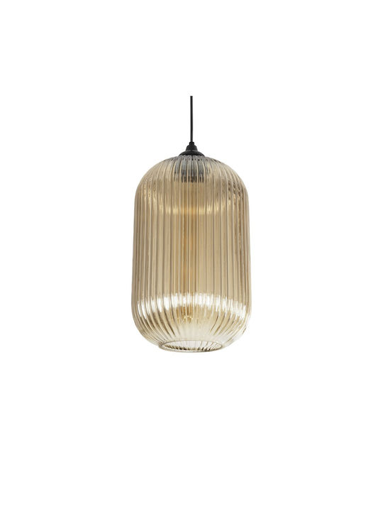 GloboStar Meloni Pendant Light Honey with Crystals for Socket E27 20x20x38cm