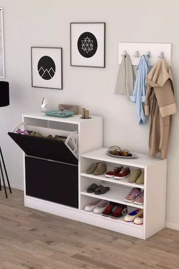 Two-Door Shoe Organizer Shelves and Hanger – Black 120x30x83cm