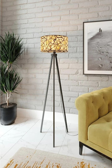 Lampadar De Podea Tripod Din Lemn Design Modern Scandinav