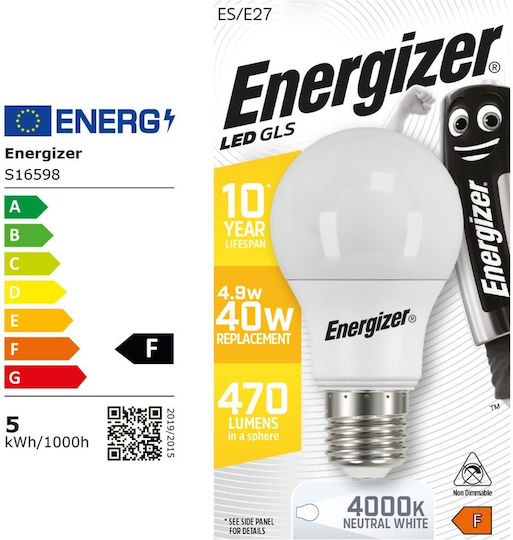 Energizer LED Bulbs 4.9W for Socket E27 Natural White 470lm 5pcs