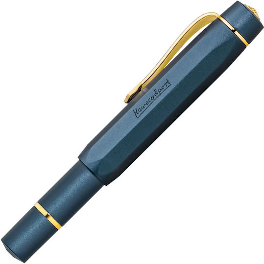 Kaweco Piston Sport Al Navy-Gold Starter Set Fountain Pen with Ink F Fine