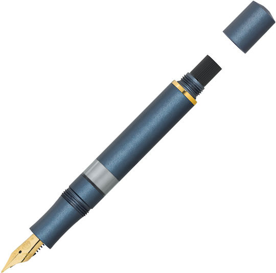 Kaweco Piston Sport Al Navy-gold Starter Set Fountain Pen W Ink M Medium