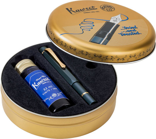 Kaweco Kolben Sport Al Navy-Gold Starter Set Füllfederhalter Mit Tinte B Breite