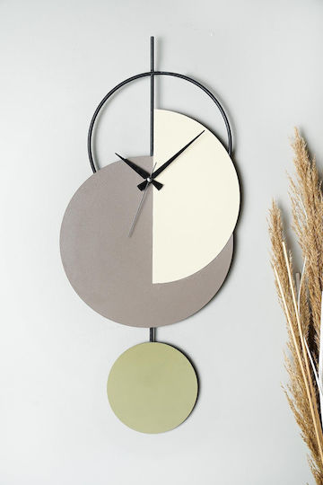 Madeco Ceas Metalic De Perete Gri Verde Crem 68x31cm