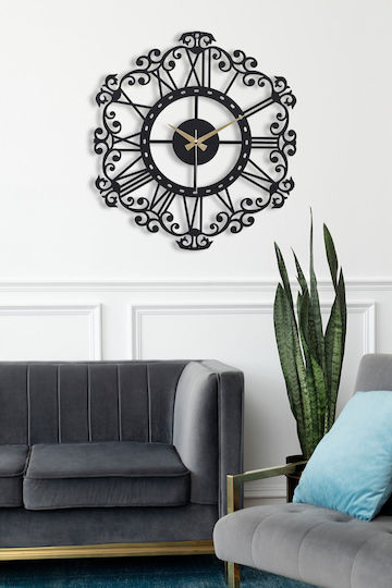 Metallic Black Wall Clock 41x41cm Silent Mechanism