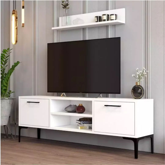 Έπιπλο Τηλεόρασης Πάνω Ράφι Λευκό-140x30x48 Cm Έπιπλο Τηλεόρασης Πάνω Ράφι Λευκό-140x30x48 Cm