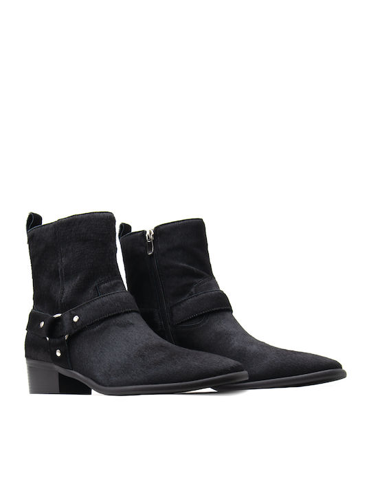 Leder Stiefeletten Damen Schwarz