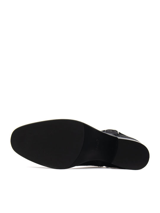Leder Stiefeletten Damen Schwarz