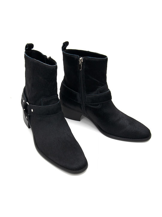 Leder Stiefeletten Damen Schwarz