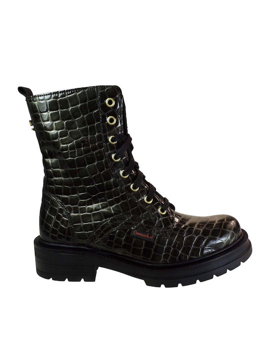 Women's Patent Leather Ankle Boots OLIVE