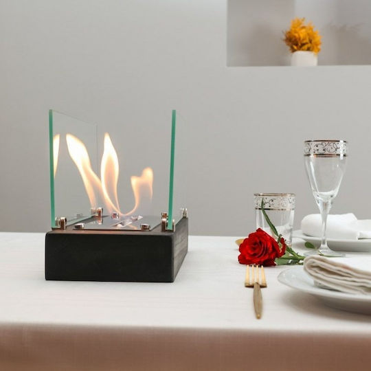 Desktop Bioethanol Fireplace Elegant Design Glass & Metal