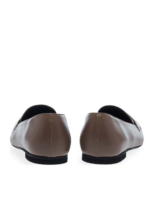 Leder Damen Mokassins in Braun Farbe
