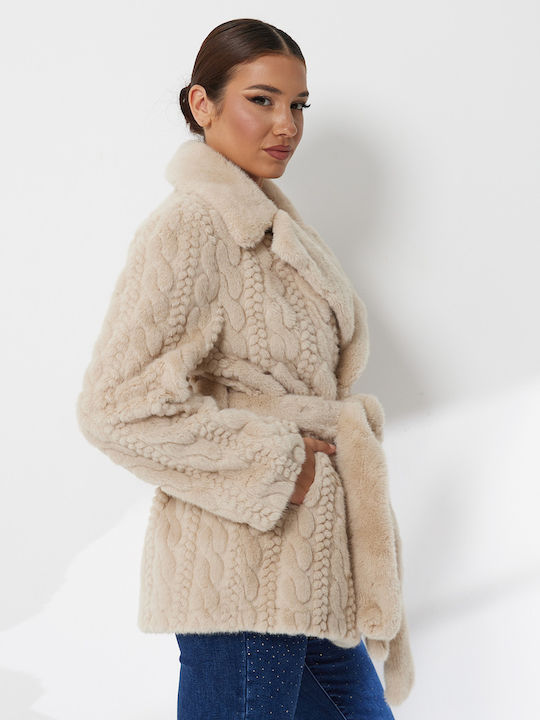 Women's Short Fur Beige