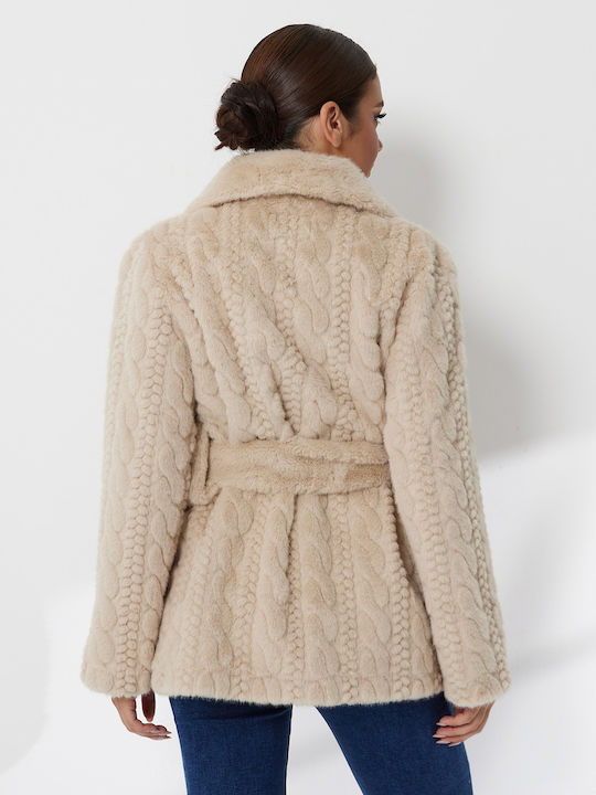 Women's Short Fur Beige