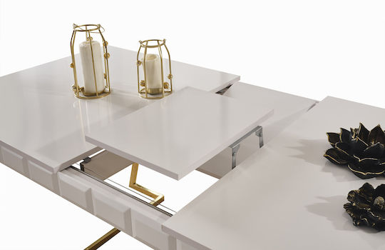 Weißes Erweiterbares Esszimmermöbel-Set Mdf 4 Stühle 160x90x78cm