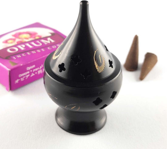 Μεταλλική Βάση Κώνους Drop Shape Incense Cones Burner Black 10cm