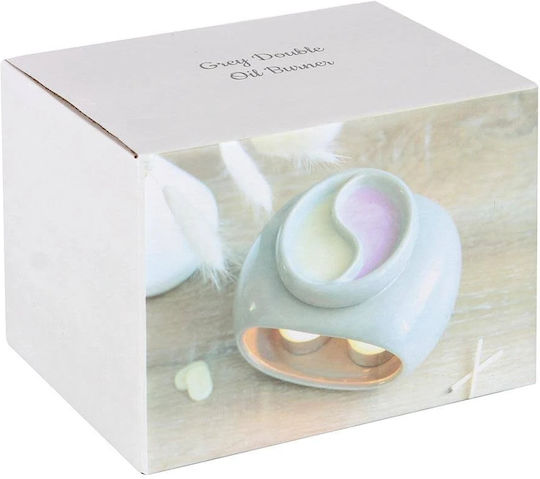 Διπλός Αρωματιστής Αιθέρια Έλαια & Wax Melt Οβάλ Γκρι 16cm
