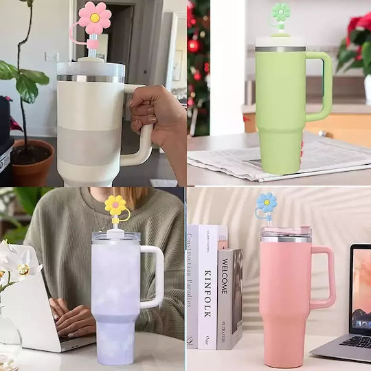 Κάλυμμα Σιλικόνης Καλαμάκι Μαργαρίτα Fluo Ροζ
