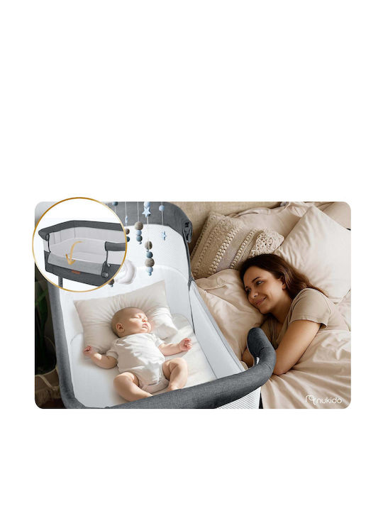 Nukido Baby Cradle Playpen with Mattress and Wheels Gray