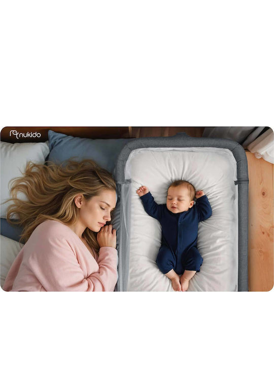 Nukido Baby Cradle Playpen with Mattress and Wheels Gray
