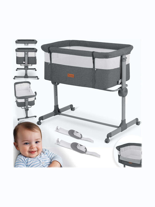 Nukido Baby Cradle Playpen with Mattress and Wheels Gray