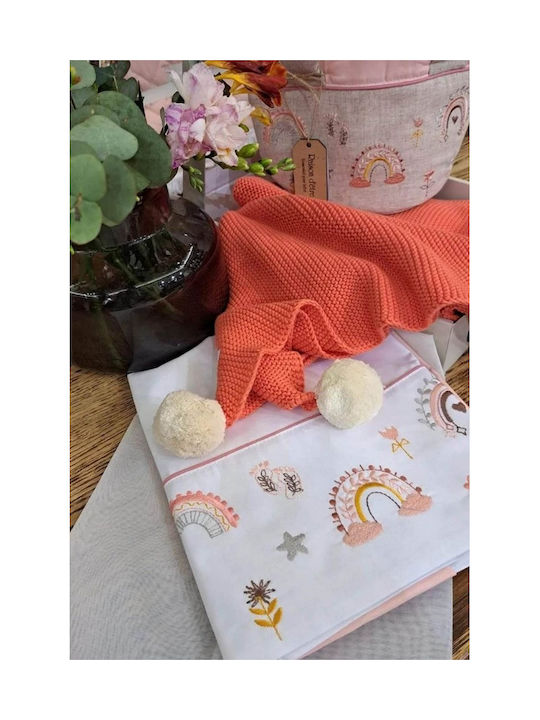 Raison D' Etre Baby Sheets Set Crib Cotton Pink 160x120cm 3pcs
