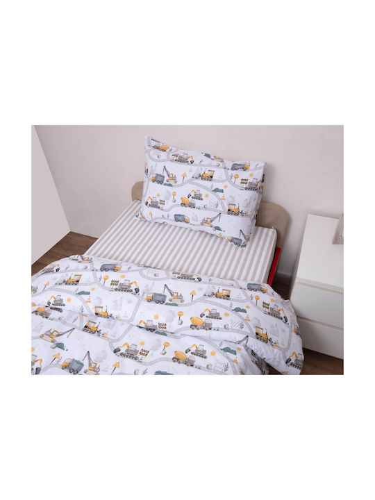 Viopros Set Baby Sheets Crib Cotton Fitted White 120x160cm