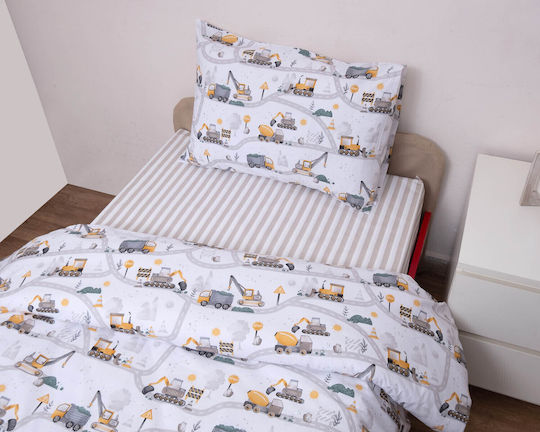 Viopros Set Baby Sheets Crib Cotton Fitted White 120x160cm