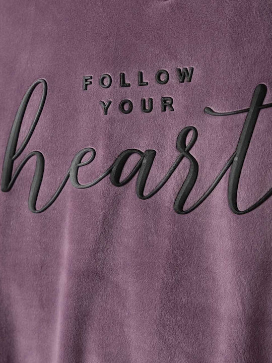 Kids Sweatpants Set Purple 2pcs Heart