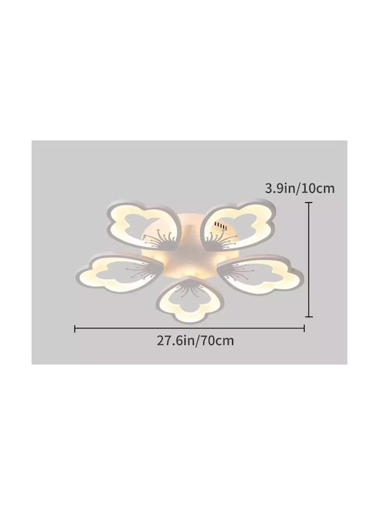 Ms17005-5 Alb Luminiță De Tavan Montată 5 LED Lumină Design Modern Și Simplu 70 × 70 × 10 Cm