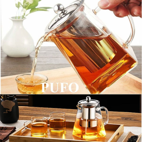 Ceainic cu Filtru Sticlă Transparent 900ml