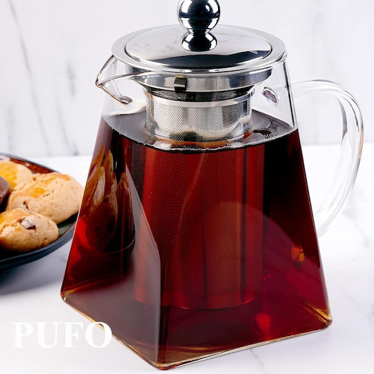 Ceainic cu Filtru Sticlă Transparent 900ml