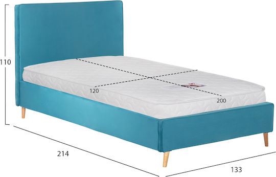 Maylin Double Bed Upholstered with Fabric Turquoise for Mattress 120x200cm