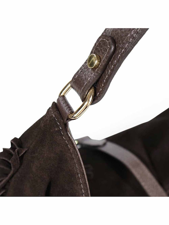 Damentasche Schulter Wildleder mit Fransen Braun