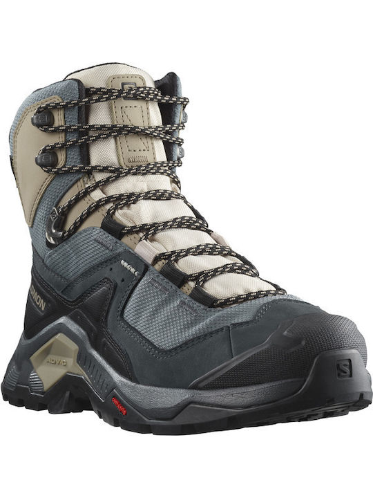 Salomon Quest Element GTX Women's Hiking Boots Waterproof With Gore-Tex Membrane Ebony Rainy Day Stormy Weather