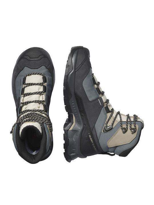 Salomon Quest Element GTX Women's Hiking Boots Waterproof With Gore-Tex Membrane Ebony Rainy Day Stormy Weather