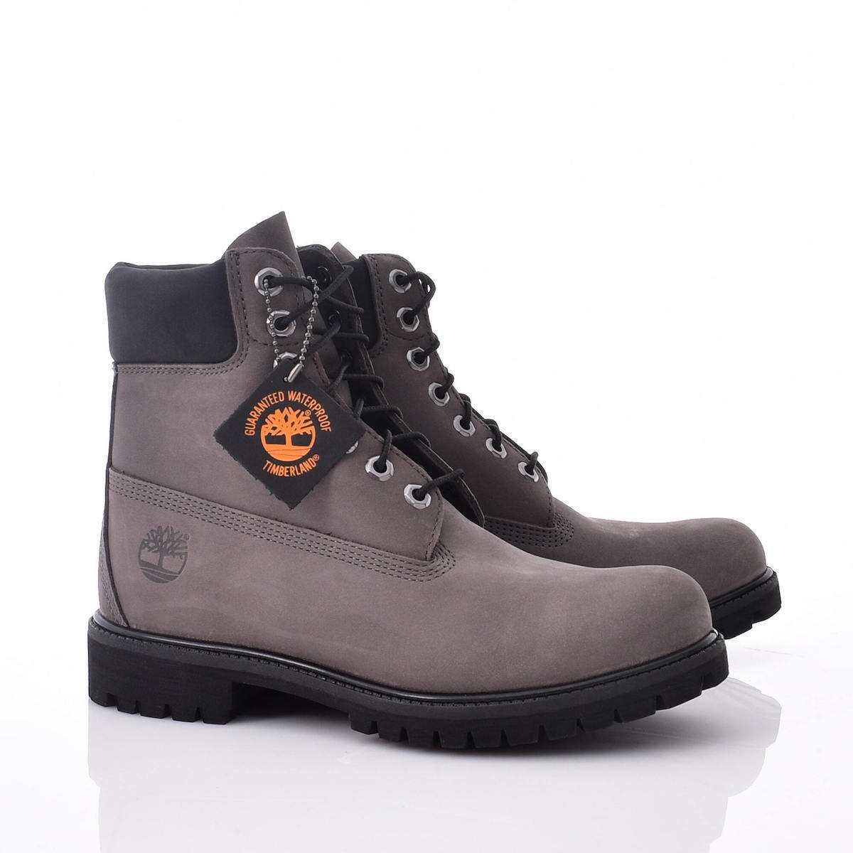 Timberland Premium Leather Gray Combat Boots Waterproof 