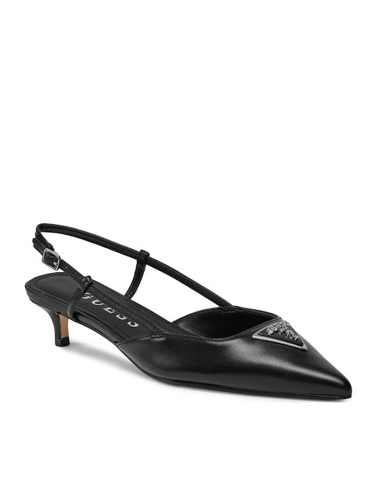 Leather Heels with Low Heel Black