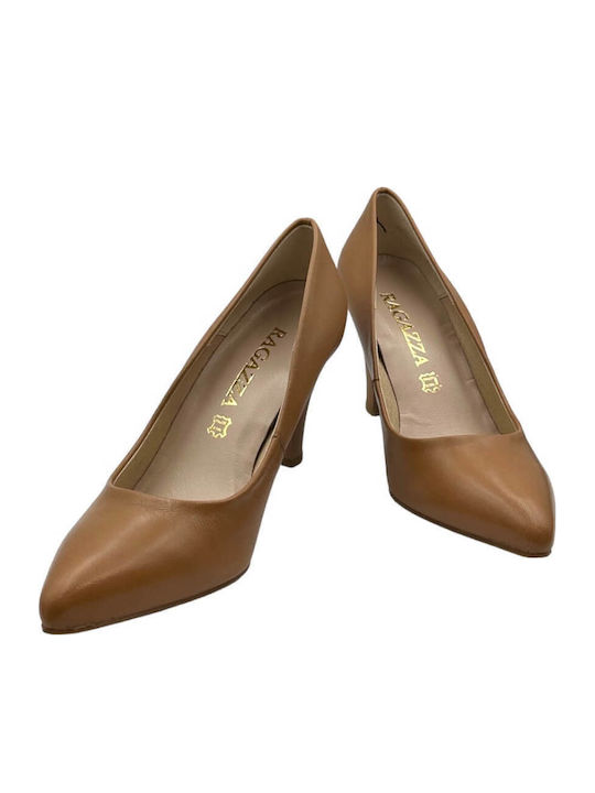 Anatomic Leather Pointed Toe Stiletto Tambac Brown High Heels