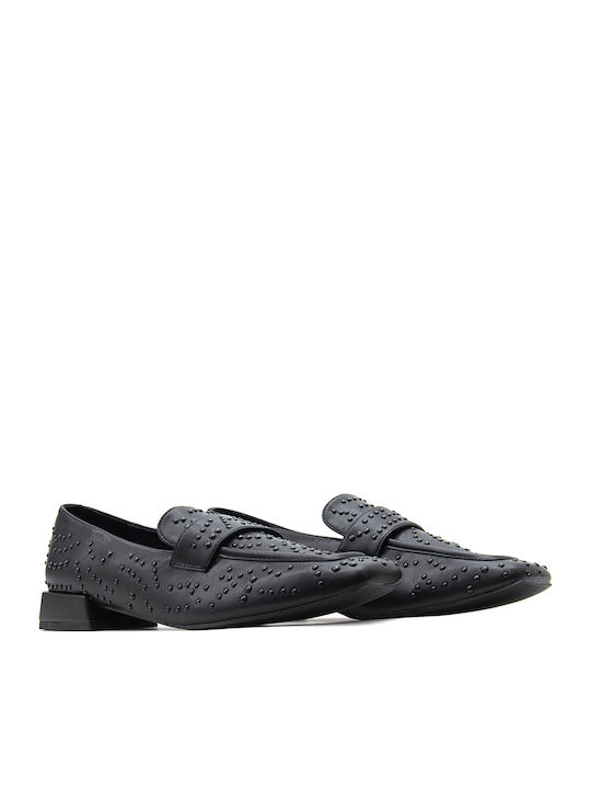 Leather Women's Moccasins in Black Color